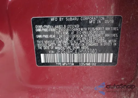 2018 Subaru Forester 2.5I Limited z USA, uszkodzony, nr VIN JF2SJARC4JH559340